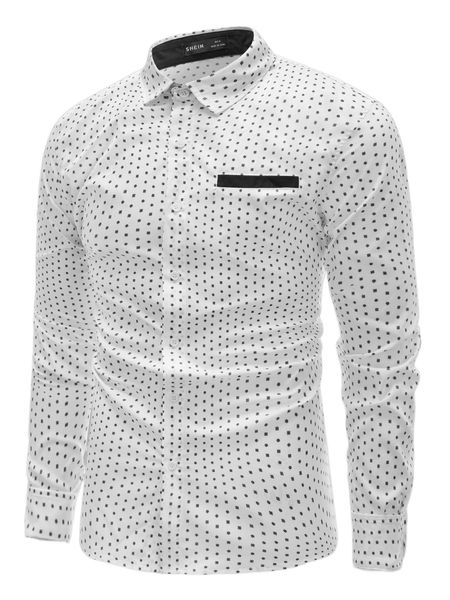 

men allover print decor pocket shirt d7sv#, White;black