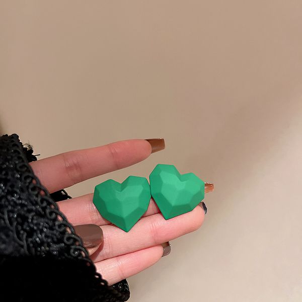 

silver needle love heart earrings personalized sweet cool style fashion stud earrings korean simple and trendy elegant internet popular earr, Golden