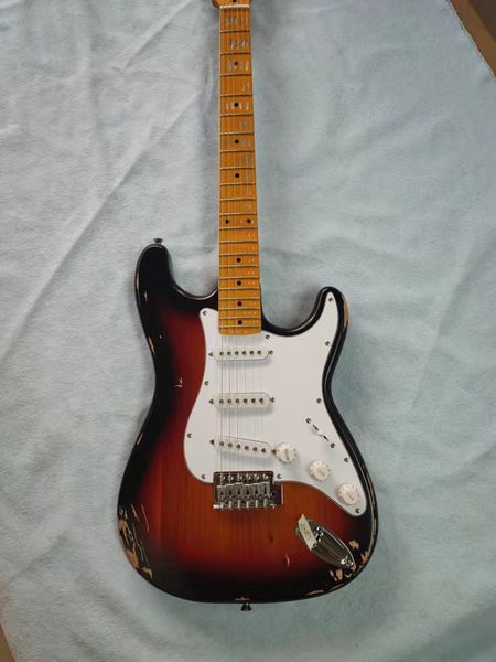 

used sunrise color six string st electric guitar we can customize various guitars