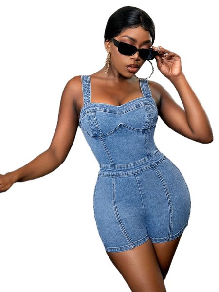 

sxy zip back cami denim romper c0fk#, Black;white