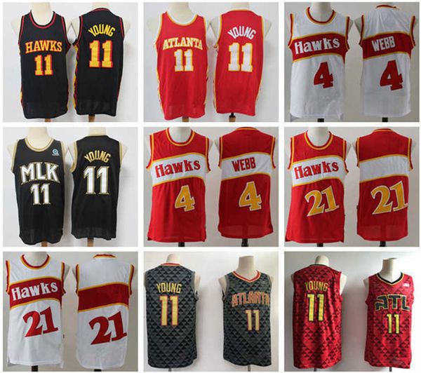 

jersey atlanta''hawks''mens throwbacks spud 4 webb 21 trae 11 young basketball shorts basketball jerseys red black, Black;red