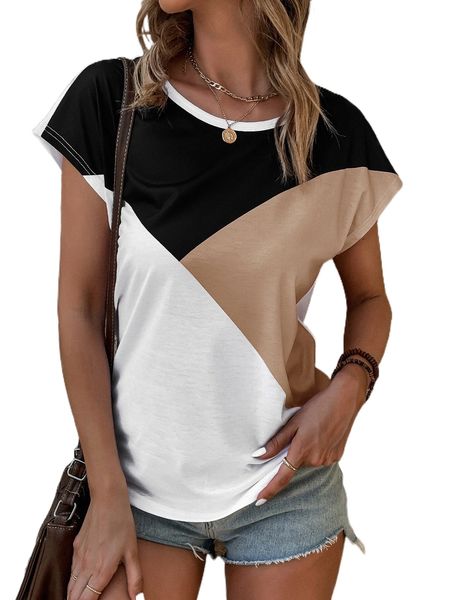 

colorblock batwing sleeve tee 38wn#, White