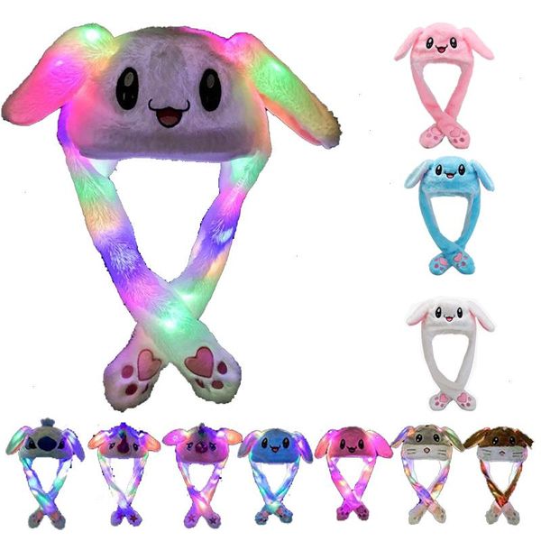 

glowing plush moving rabbit hat and ear bunny cosplay christmas party holiday 5-18 years adult, Yellow