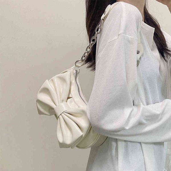

mbti white bowknot sac a main femme fashion pu zipper bolso mujer vintage elegant laides bags daily casual shopping shoulder bag g220429