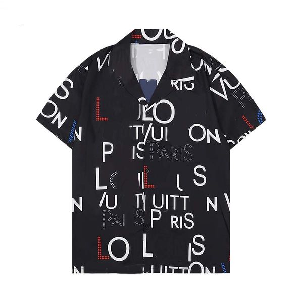 Tasarımcı Gömlek Erkek Moda Kaplan Mektubu V İpek Gömlek Günlük Gömlek Erkekler İnce Fit Plaj Şortları Kısa Kollu Elbise Gömlek M-3XL