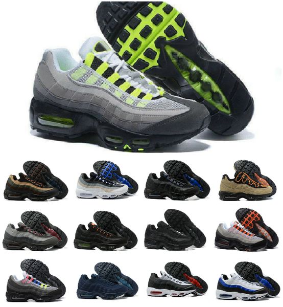 

95 men running shoes 95s triple black white neon khaki total orange light p blue iron smoke grey brown hombre chaussure man sport trainers s