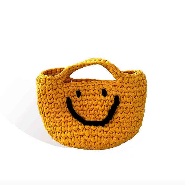 

handbag ins woven bag cute bucket contrast color held 0722