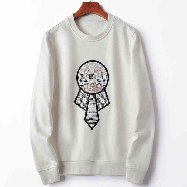 

men's sweater 2021 spring and autumn new round neck cotton thin velvet drill fashion pullover long sleeve, Black