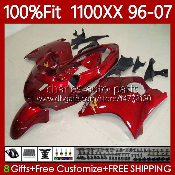 Spritzgusskörper für HONDA Blackbird CBR1100 CBR 1100 XX CC 1100XX 96–07 114No.12 CBR1100XX 1996 1997 1998 1999 2000 2001 1100CC 02 03 04 05 06 07 Verkleidung perlrot schwarz