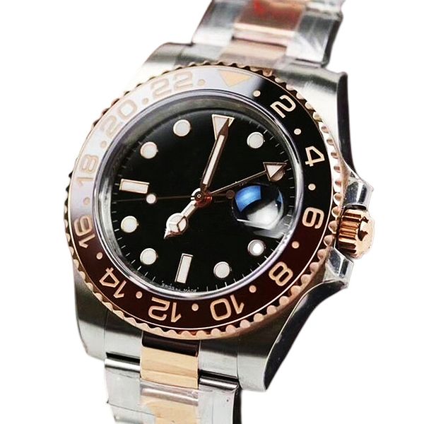 

men's automatic watch 40mm ceramic bezel 2813 movement mechanical stainless steel watch master men fashion gold watches straps for wris, Slivery;brown
