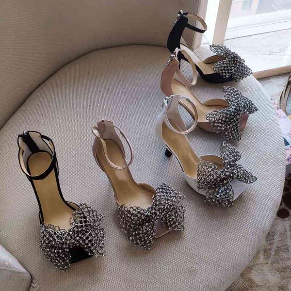

slippers est summer shoes mature woman leather ankle-strap sandals butterfly-knot super high heel female shoe 1f39, Black