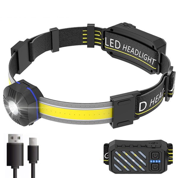 Neue multifunktionale LED-Scheinwerfer, USB wiederaufladbare Scheinwerfer-Laterne, am Kopf montiert, starkes Licht, Outdoor-Angellicht