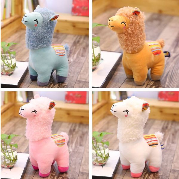 New 25cm Smile Stripe Alpaca Llama Peluche Animali Giocattolo Bambola di pezza Giocattoli per bambini Regali di compleanno