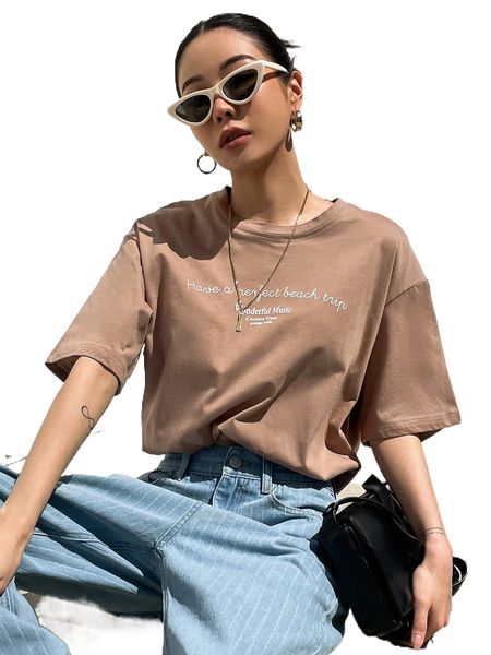 

dazy slogan graphic drop shoulder tee d9jf#, White