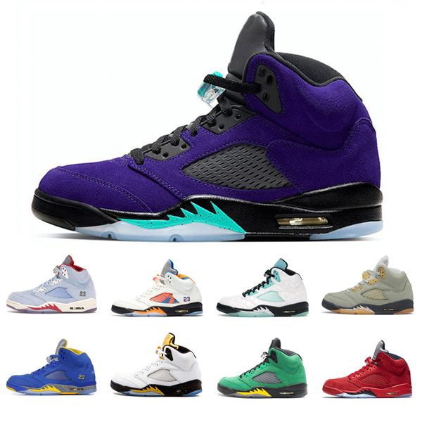 

men basketball shoes 5s 5 racer blue white cement bluebird metallic silver fire red jogging mens trainers sports sneakers