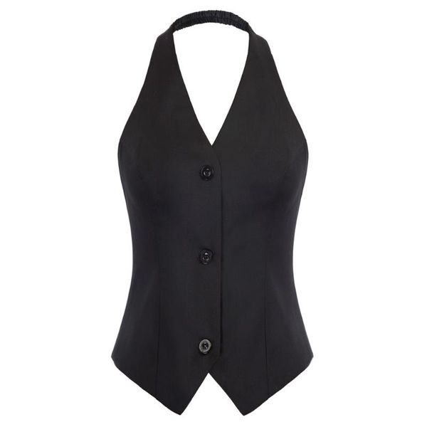 Giubbotti da donna Donna Halter Vest Cappotti senza schienale Abiti primaverili 2022 Scollo a V monopetto Fazzoletto Orlo Cappotto Casual Sexy Ladies