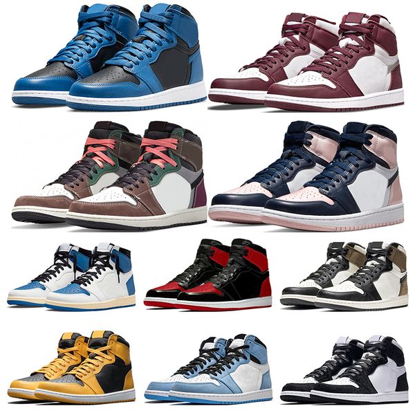 

shoes basketball jumpman 1 high og 1s university blue hand crafted bred patent silver royal toe black metallic gold mid smoke grey unc men w