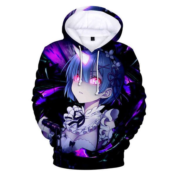 Re: vida em um mundo diferente de zero 3D hoodie homens / mulheres pulôver camisola Imprimir harajuku re japonês anime hoodies