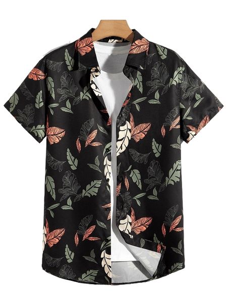 

men tropical print shirt without tee a41r#, White;black