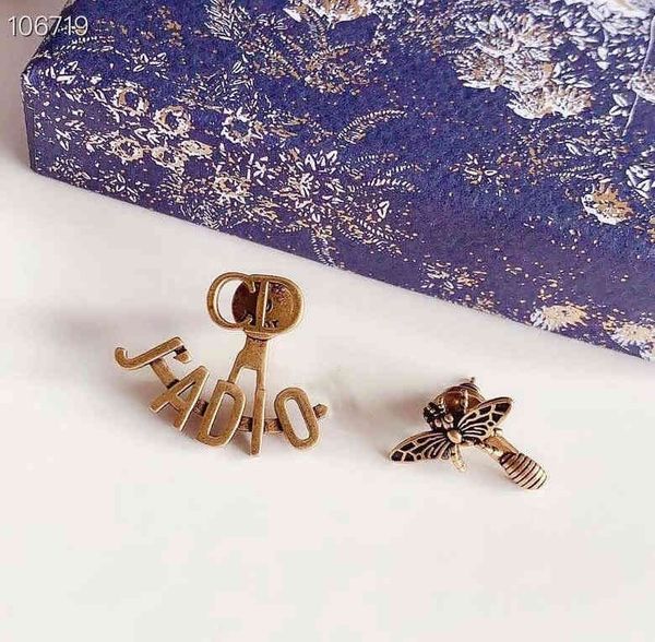 

2022 factory wholesale new di home asymmetric female back hanging earrings, Golden