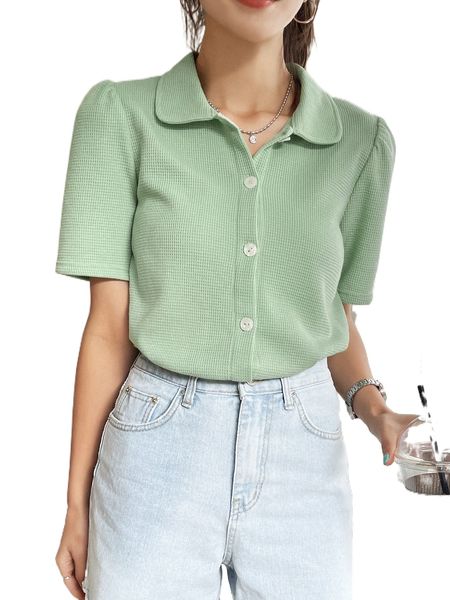 

dazy waffle knit puff sleeve tee n6ri#, White