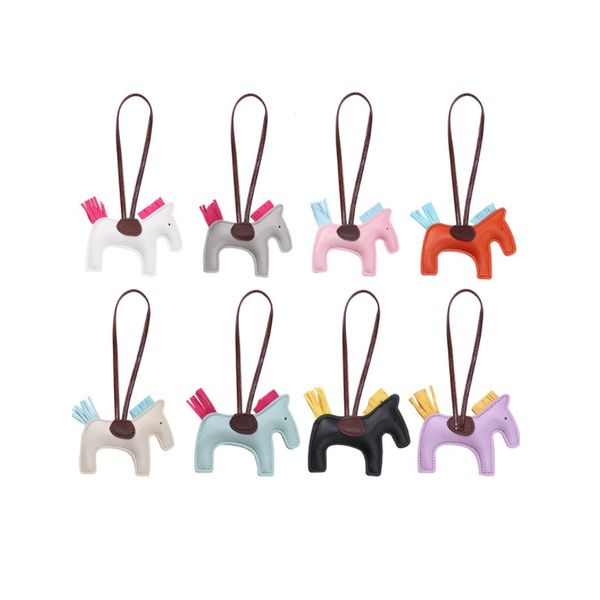 

fashion cute women's bag&car pendant high-end handmade pu handbag key chains tassel rodeo horse bag charm, Black
