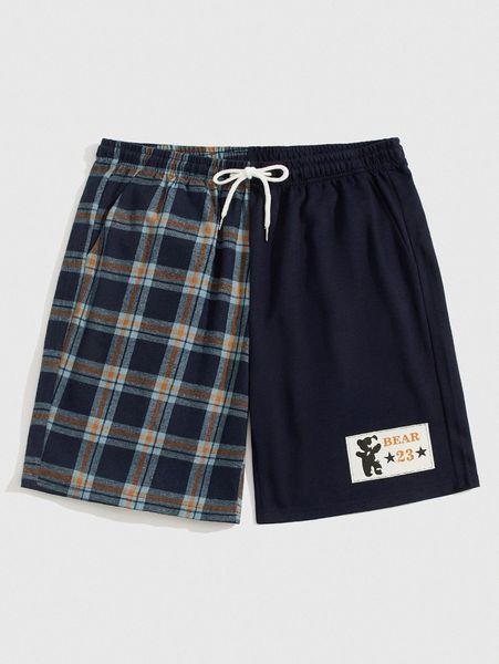 

romwe guys plaid bear print shorts k8mt#, White;black