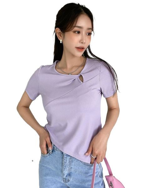 

dazy cut out asymmetrical hem tee p2ld#, White