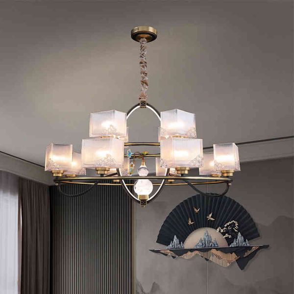 

pendant lamps copper chinese living room chandelier atmosphere restaurant villa duplex building gourd art lamp model chandelier