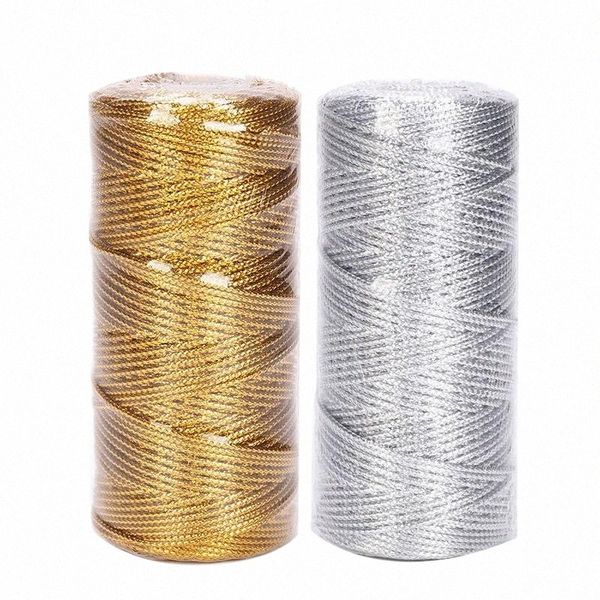 

yarn 100m/roll gold silver cords metallic twine non-slip string strap thread gift bags garment shoes ribbon diy sewing accessories p2ms#, Black;white
