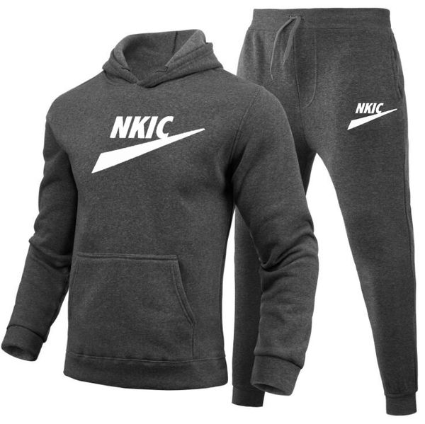 

fashion men's tracksuit clothes sportswear two piece set men jacket sweatpants brand clothing male sweatsuit sports suits husband, Gray