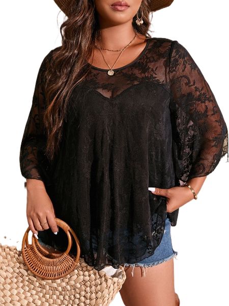 

plus solid lace f0lq#, Black