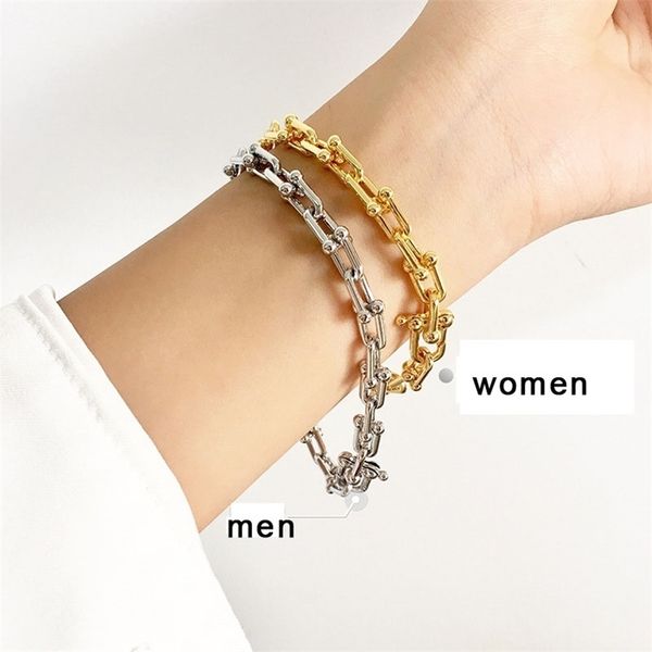 

wholesale japan korea popular bracelet business new stainless steel cuff bracelet couple men women luxury designer 210330, Golden;silver