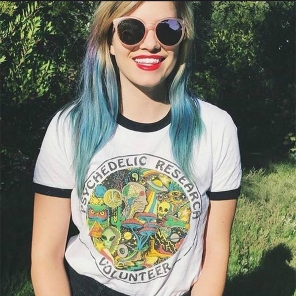

hillbilly short sleeve women tshirt research volunteer printed vintage shirt harajuku summer shirt women y200109, White