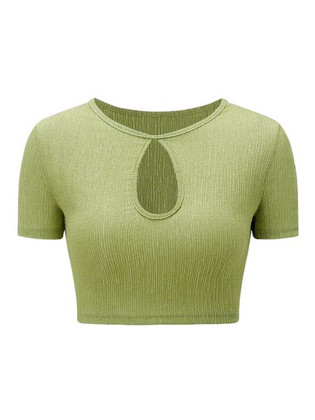 

keyhole neckline crop tee g2fx#, White