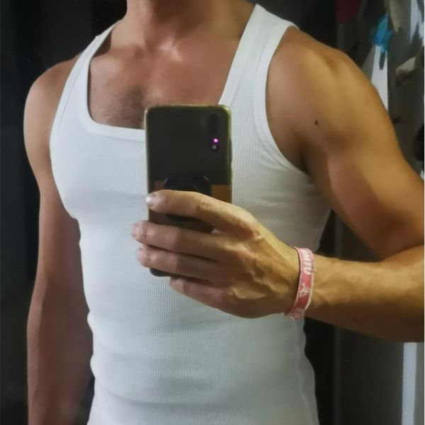 

mens sleeveless slim fit vest gyms casual tank bodybuilding fitness summer undershirt muscle singlet clothes, White;black