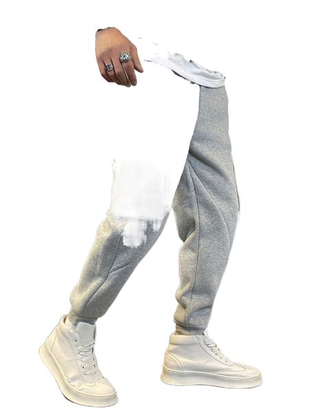 

men patched detail flap pocket side sweatpants x7ae#, Black