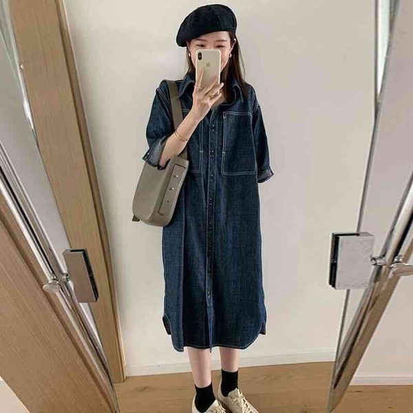 

casual dresses women's wear in spring and summer of 2022 loose thin, foreign style, lazy aging fashion, denim dress, women ougw, Black;gray