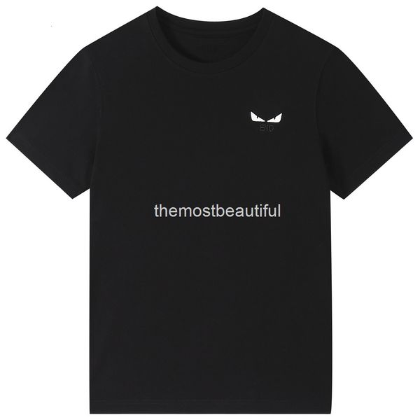 

men's t-shirts ss spring / summer round neck short sleeve t-shirt tee chest little monster eyes with letter embroidery bottoming shirt, White;black