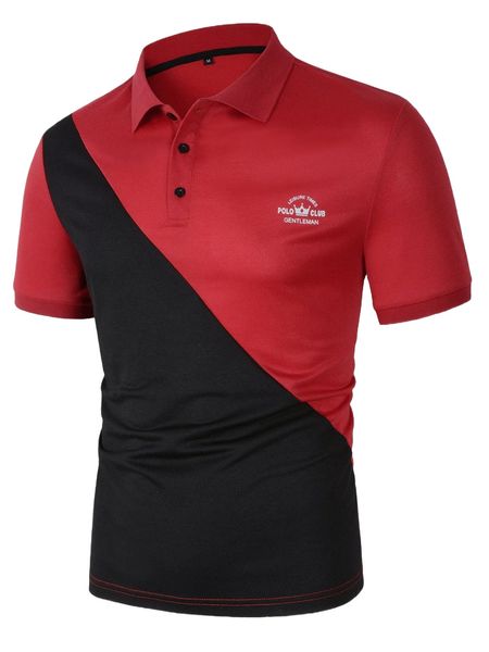 

men crown & letter graphic two tone polo shirt o12o#, White;black