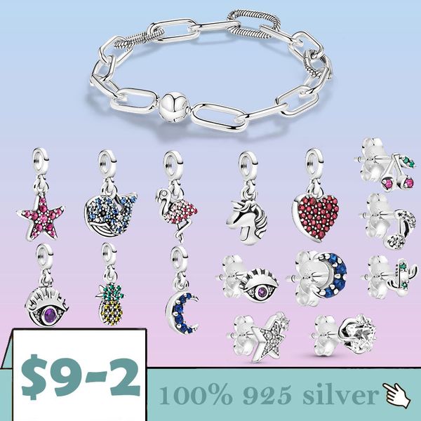 925 Sterling Silver Pingente Charms para Pandora Caixa Original My Love Starfish Flamingo Pingente Europeu Charms de Bracelete Colar de pulseira