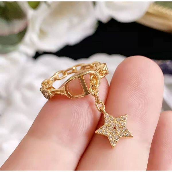 

fine design new letter diamond star ring, Silver