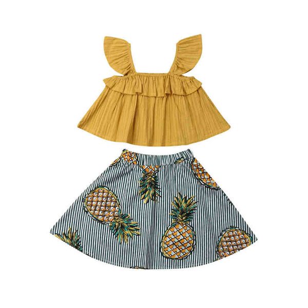 

citgeett newborn kids baby girls ruffle crop vest flower skirt outfit summer pineapple clothing set j220711, White