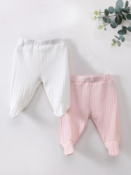 

baby 2pcs solid footed pants she, Blue