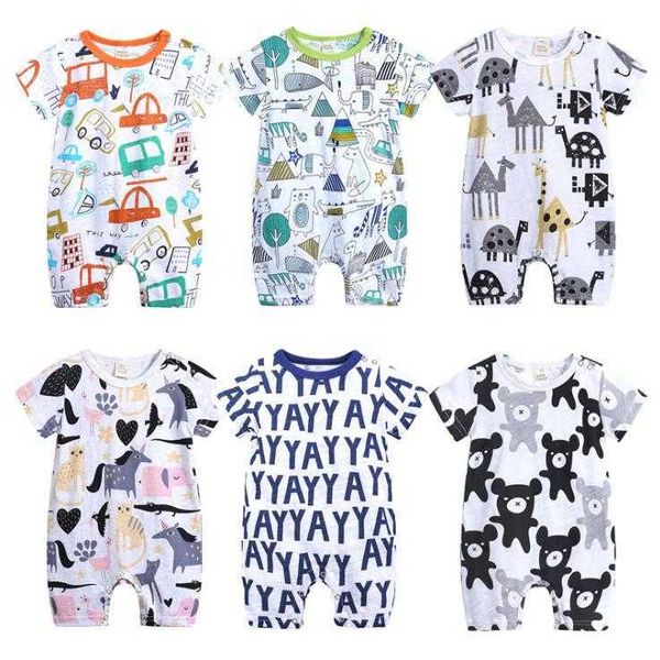 

style baby rompers summer animal cotton jumpsuit baby boy girl clothing newborn infant short sleeve clothes romper, Blue