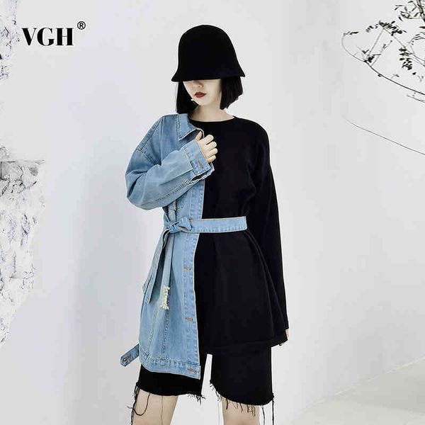 

hit color patchwork jacket for women lapel long sleeve lace up bowknot casual spring jackets female fashion clothing 210507, Black;brown