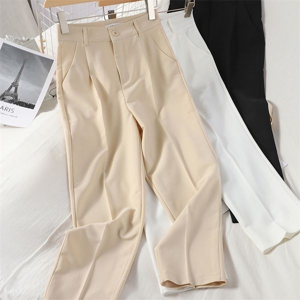 

spring and summer wild pants female highwaisted thin solid straight leg anklelength pants slacks yan guan ku t200422, Black;white