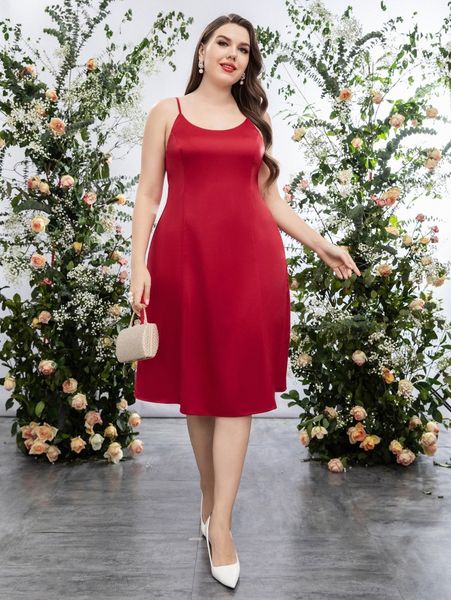 

plus zip back cami dress 67wg#, Black