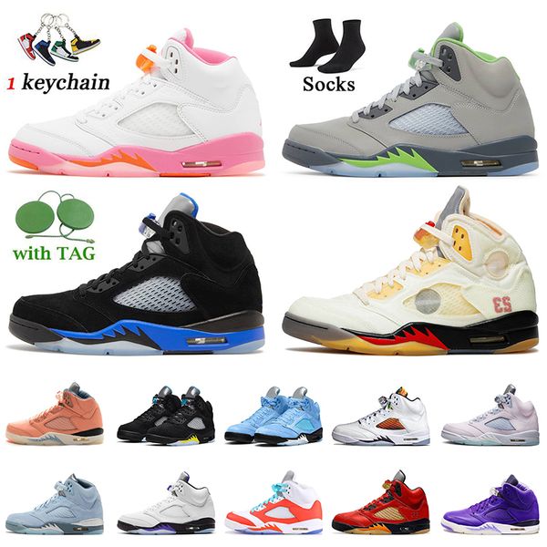 

2022 new fashion pinksicle 5s basketball shoes jumpman 5 women mens trainers sports aqua green bean sail unc university blue psgs dj khaled