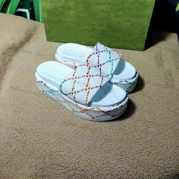 

slippers men women flip flop lady shoes embroidery wedge sandals elevator designer rubber slides platform scuffs home, Black